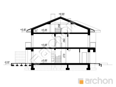 Проєкт будинку ARCHON+ Вілла Юлія (АБ) Розріз будинку