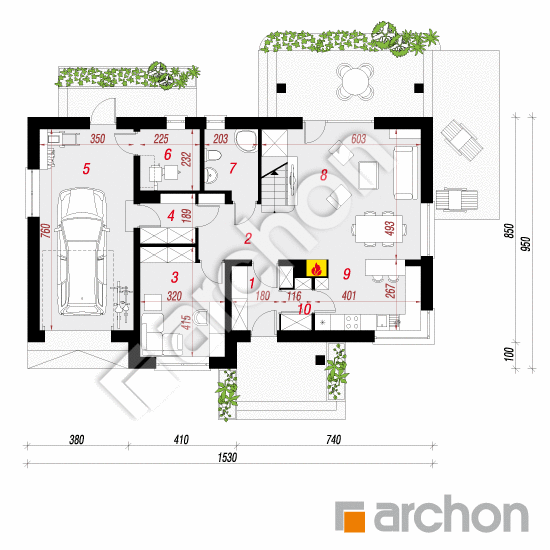Проект будинку ARCHON+ Будинок в яблонках 4 (Г) План першого поверху
