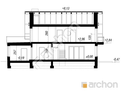 Проект дома ARCHON+ Дом в яблонках 4 (Г) Розріз будинку