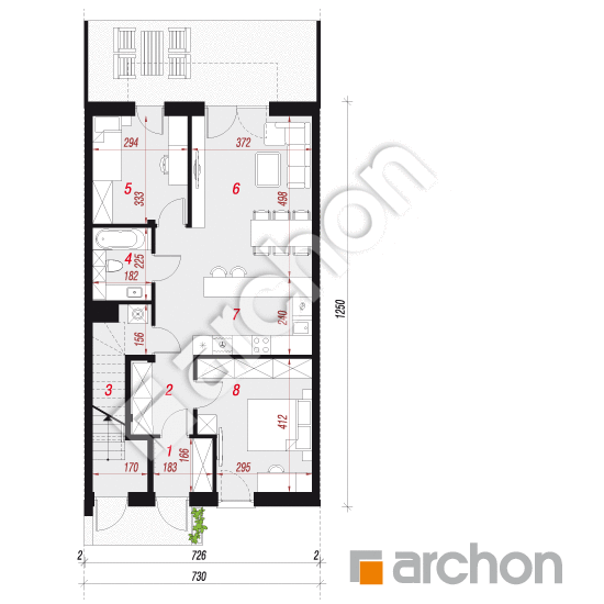 Проект будинку ARCHON+ Будинок в фіалках 2 (Р2С) вер.2 План першого поверху