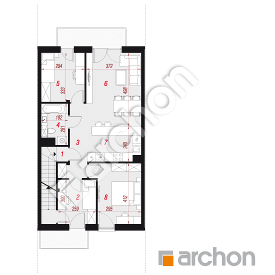 Проект будинку ARCHON+ Будинок в фіалках 2 (Р2С) вер.2 План першого поверху