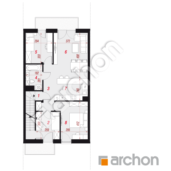 Проект дома ARCHON+ Дом в фиалках 2 (Р2С) вер.2 План першого поверху