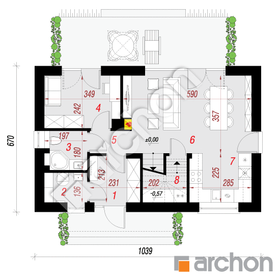 Проект дома ARCHON+ Дом в иберисах 3 План першого поверху