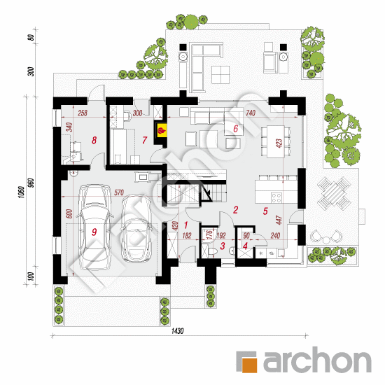 Проект дома ARCHON+ Дом в аурорах 11 (Г2) План першого поверху