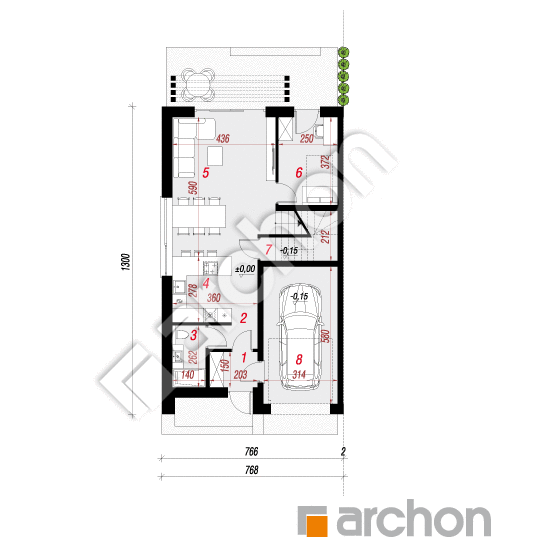 Проект дома ARCHON+ Дом в катанахнах (ГБ) План першого поверху