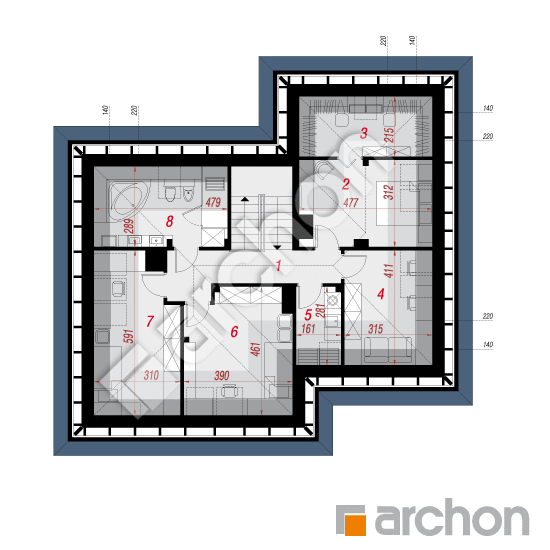 Проект дома ARCHON+ Дом в каттлеях План мансандри