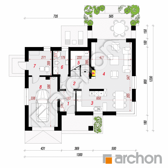 Проект будинку ARCHON+ Будинок в каттлеях План першого поверху