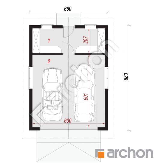 Проект будинку ARCHON+ Г6б - Двомісний гараж вер.2 План першого поверху