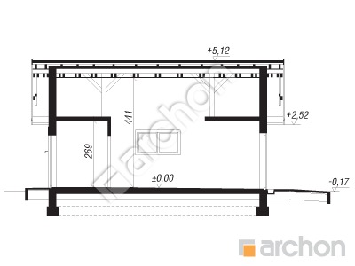 Проект дома ARCHON+ Г6б - Двухместный гараж вер.2 Розріз будинку
