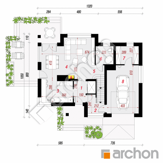 Проект будинку ARCHON+ Будинок в герміні 3 (П) План першого поверху