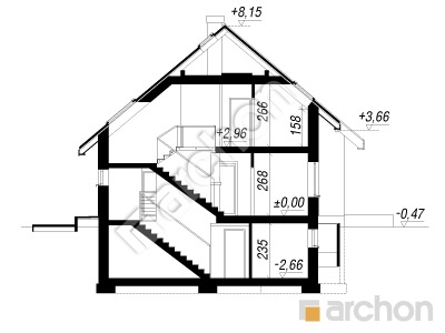 Проект дома ARCHON+ Дом в герминии 3 (П) Розріз будинку