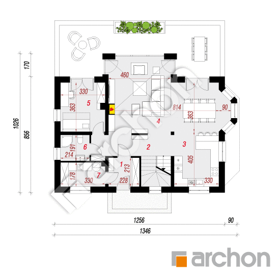 Проект будинку ARCHON+ Будинок в мелісі вер.2 План першого поверху