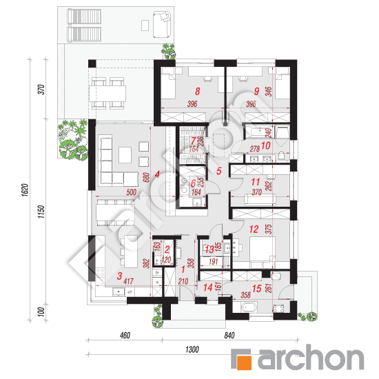 Проект дома ARCHON+ Дом в ренклодах 22 (Е) План першого поверху