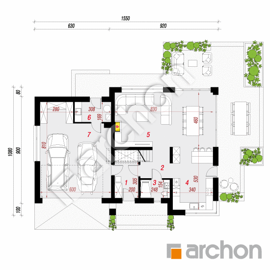 Проект дома ARCHON+ Дом в орлишках 2 (Г2) План першого поверху