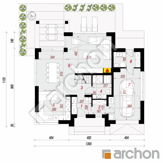 Проект дома ARCHON+ Дом в чемпионах План першого поверху