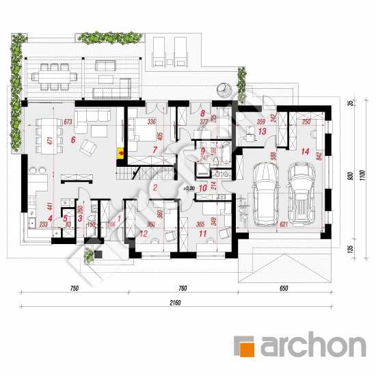Проект дома ARCHON+ Дом в сантолинах 5 (Г2) План першого поверху