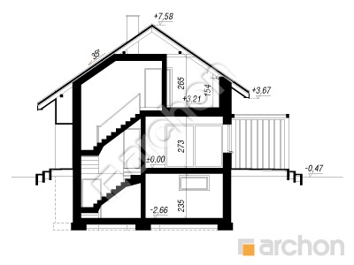 Проєкт будинку ARCHON+ Будинок під липкою 2 (П) вер. 2 Розріз будинку