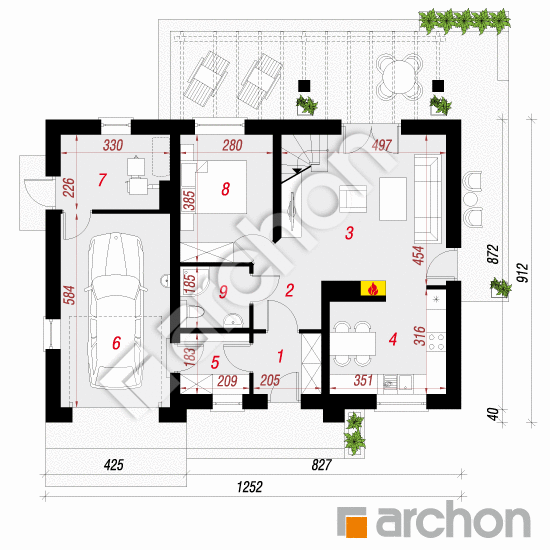 Проект будинку ARCHON+ Будинок Мініатюрка 2 (Н) вер.2 План першого поверху