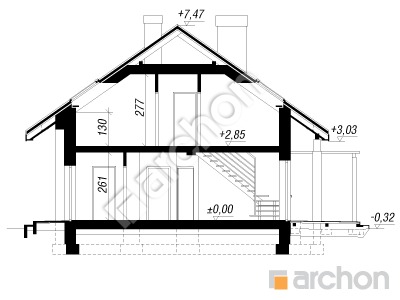 Проєкт будинку ARCHON+ Будинок Мініатюрка 2 (Н) вер.2 Розріз будинку