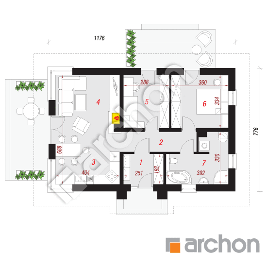Проект будинку ARCHON+ Будинок в маївках вер. 2 План першого поверху