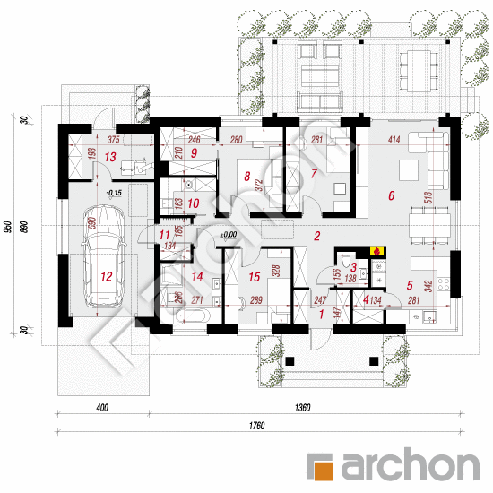 Проект будинку ARCHON+ Будинок в лещиновнику 6 (Г) План першого поверху