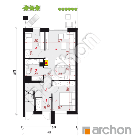 Проект будинку ARCHON+ Будинок в фіалках 7 (Р2С) вер.2  План першого поверху