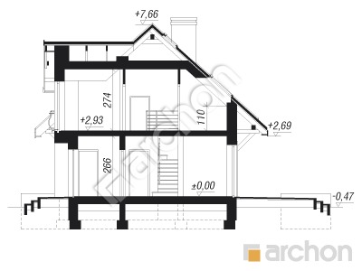 Проєкт будинку ARCHON+ Будинок в портулаках вер.3 Розріз будинку