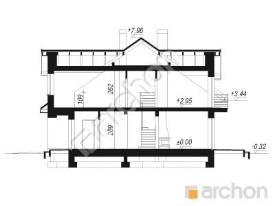 Проект дома ARCHON+ Дом в клематисах 9 (С) вер. 3 Розріз будинку