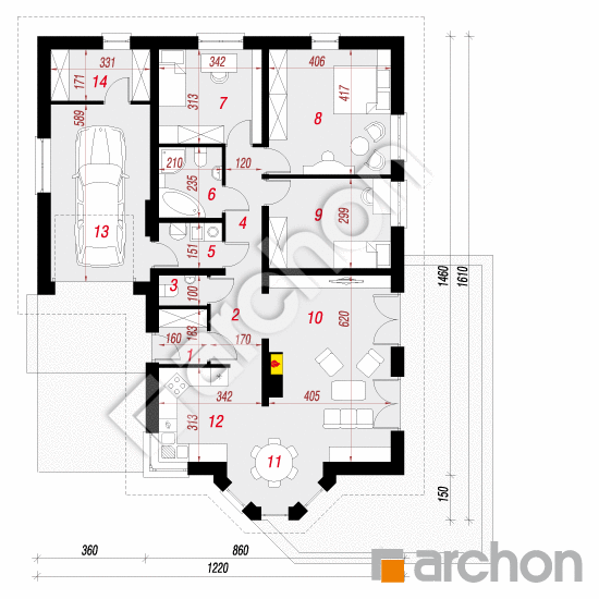 Проект дома ARCHON+ Дом в дикоросах 2 вер.2 План першого поверху