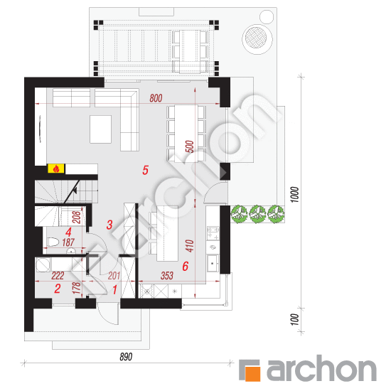 Проект дома ARCHON+ Дом в крынках План першого поверху