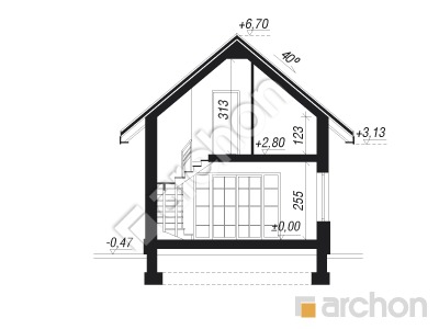 Проект дома ARCHON+ Летний домик в крокусах вер.2 Розріз будинку