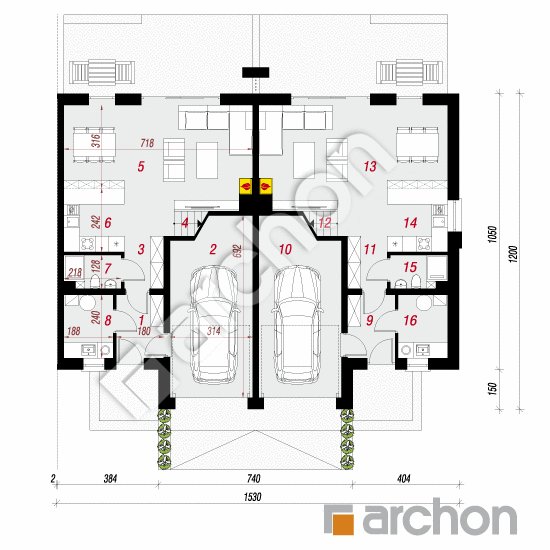 Проект будинку ARCHON+ Будинок в клематисах 27 (Р2Б) План першого поверху