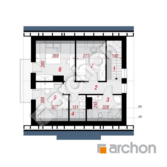 Проект будинку ARCHON+ Будинок в брусниці 4 План мансандри