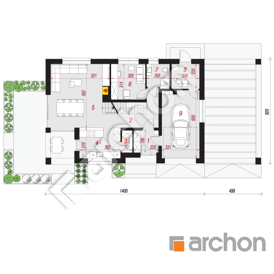 Проект будинку ARCHON+ Будинок в ізопірумі 5 (Н) План першого поверху