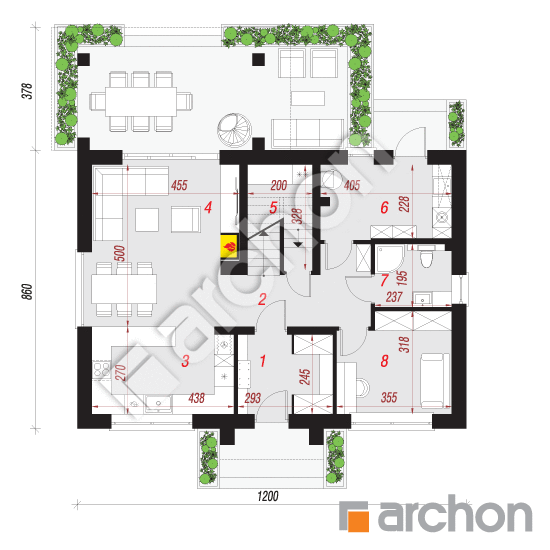 Проект будинку ARCHON+ Будинок в люцерні 11 План першого поверху