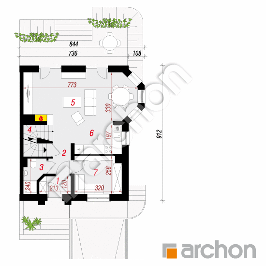 Проект будинку ARCHON+ Будинок в ясменнику вер.2 План першого поверху