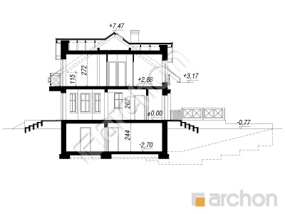 Проєкт будинку ARCHON+ Будинок в ясменнику вер.2 Розріз будинку