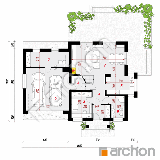 Проект будинку ARCHON+ Будинок в абрикосах 2 (Г2) План першого поверху