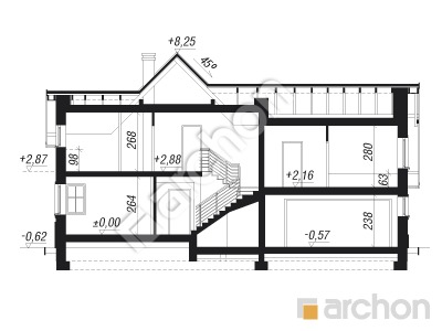 Проєкт будинку ARCHON+ Будинок в абрикосах 2 (Г2) Розріз будинку