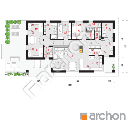 Проект дома ARCHON+ Дом в андромедах 4 План першого поверху