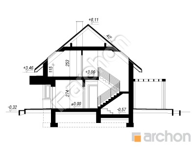 Проект дома ARCHON+ Дом в многоцветах Розріз будинку