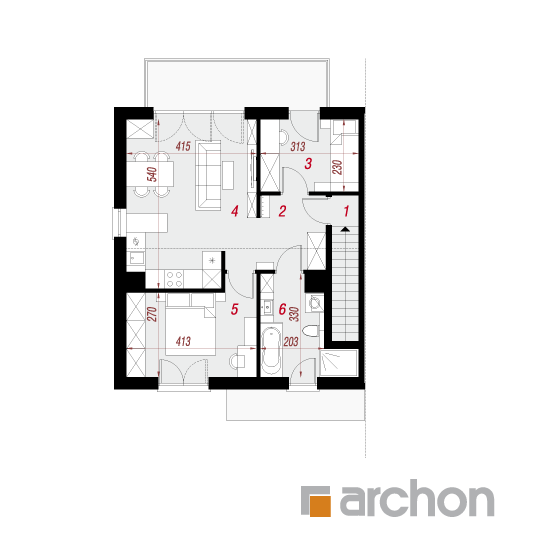 Проект будинку ARCHON+ Будинок в обліписі (Р2Б) План мансандри