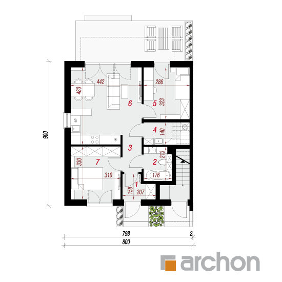 Проект будинку ARCHON+ Будинок в обліписі (Р2Б) План першого поверху