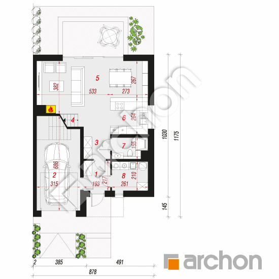 Проект будинку ARCHON+ Будинок в нарцисах 5 (Б) План першого поверху