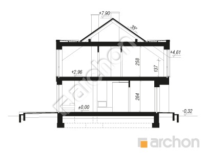 Проект дома ARCHON+ Дом в полыне 5 (Б) Розріз будинку