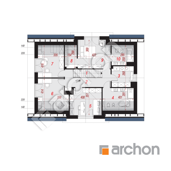 Проект дома ARCHON+ Дом в коммифорах 12 План мансандри