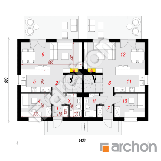 Проект будинку ARCHON+ Будинок в аркадіях 4 (Р2) План першого поверху