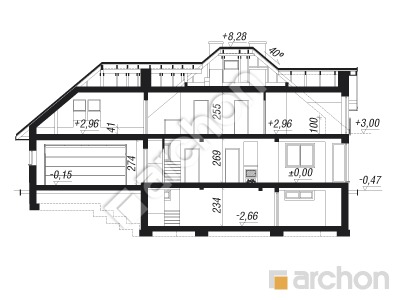 Проект дома ARCHON+ Дом в сливах (Г2П) Розріз будинку