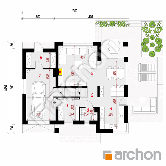 Проект дома ARCHON+ Дом в орлишках (П) План першого поверху