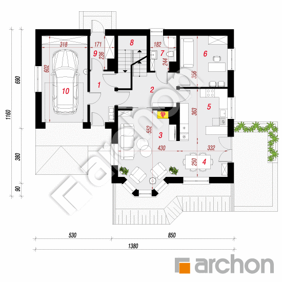 Проект дома ARCHON+ Дом на поляне 3 (П) План першого поверху